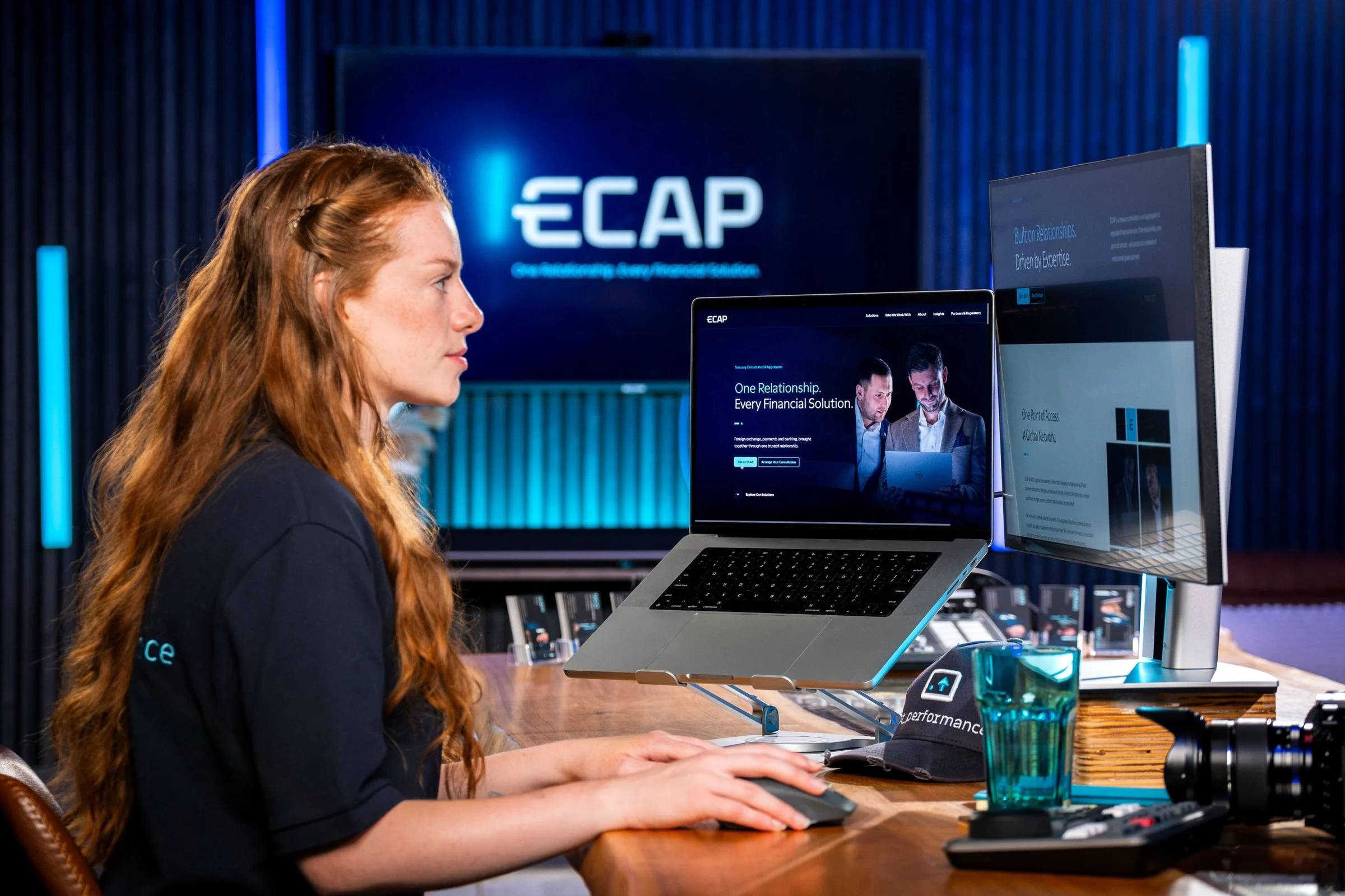 Ella Garvey working on the ECAP front end in the DotPerformance studios